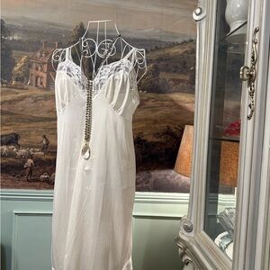 (36) Vintage Ivory Satin Lace Slip Nightgown